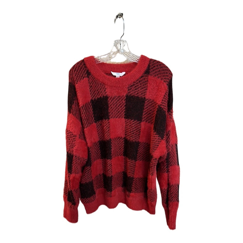 Time‎ and Tru XXL Red Black Buffalo Plaid Eyelash Sweater